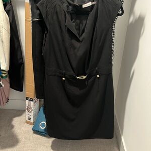 Calvin Klein Black Sheath Dress with Gold Accent